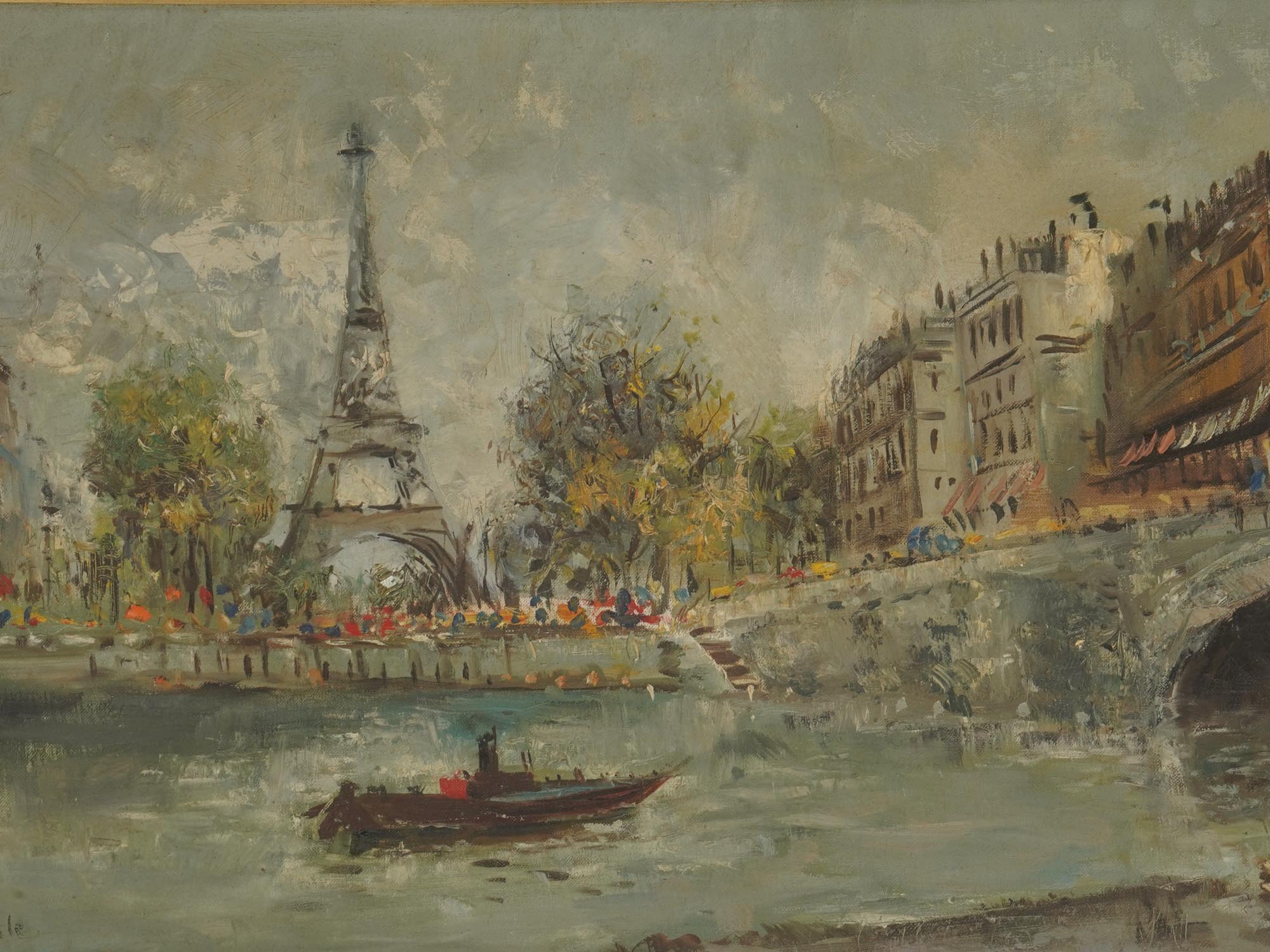 IMPRESSIONIST OIL PAINTING VIEW OF PARIS SIGNED PIC-4